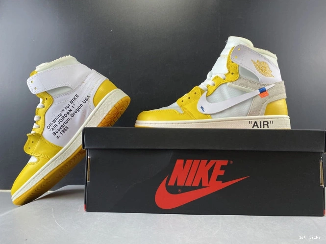 1st Kicks Shoes NRG Dark Yellow-Cone Powder AQ0818-149 White 1 Off-White Jordan Air x 0801